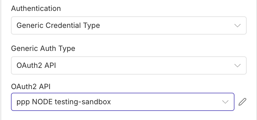 Screenshot from n8n settings inside a node picking the propert credentials to access the portal for HTTP requests