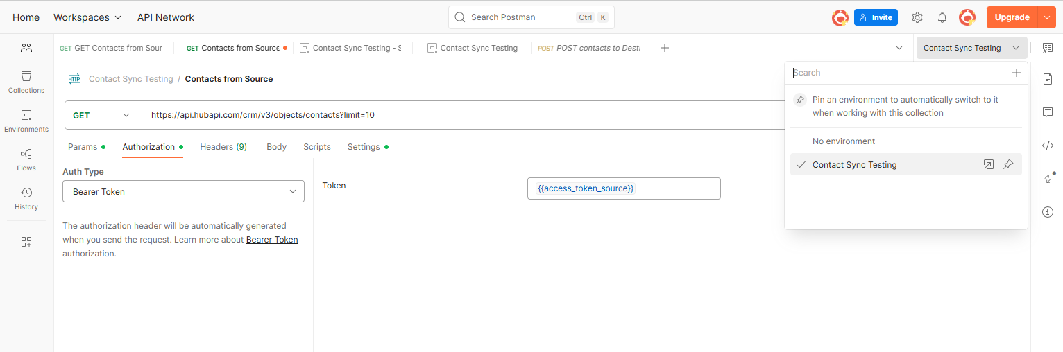 A screenshot of the GET request authentication setup in Postman.