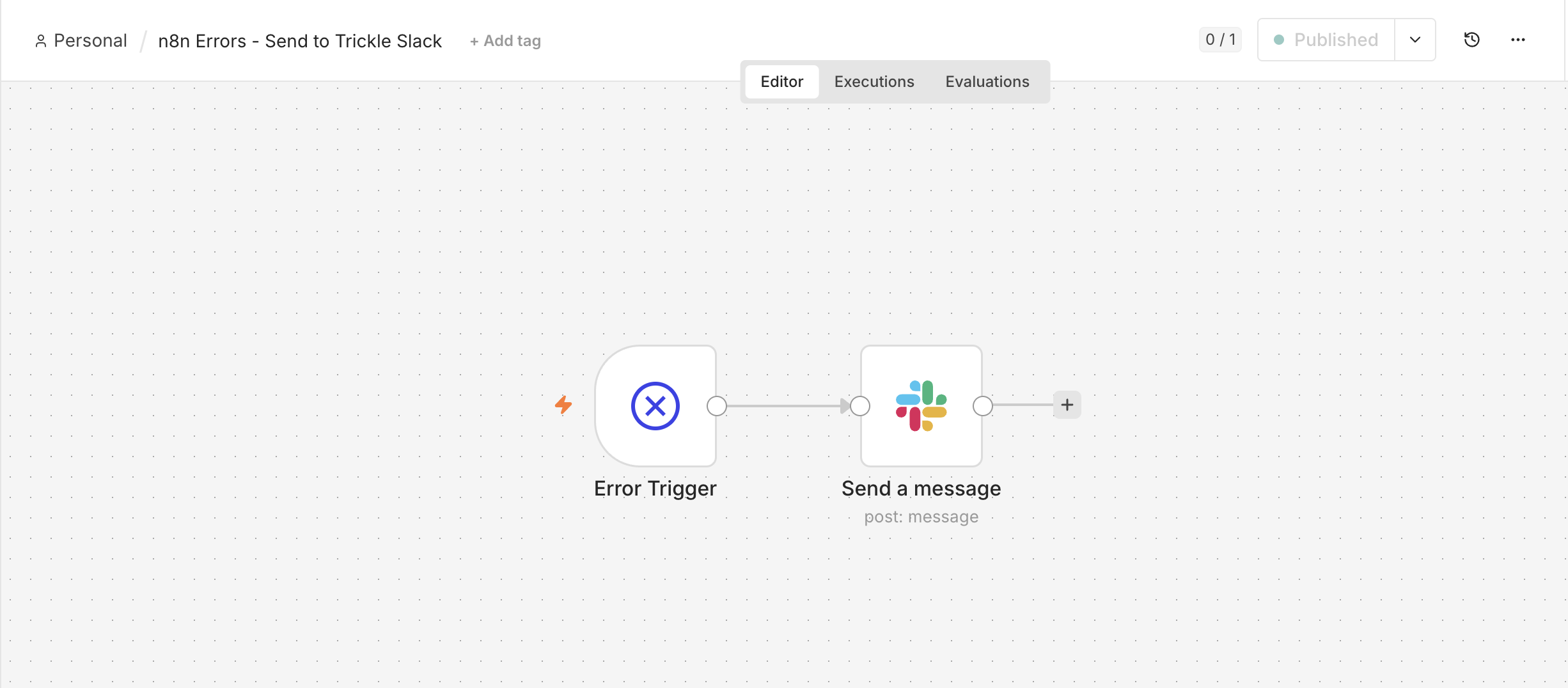 An error flow to trigger pings to Slack when a n8n execution fails