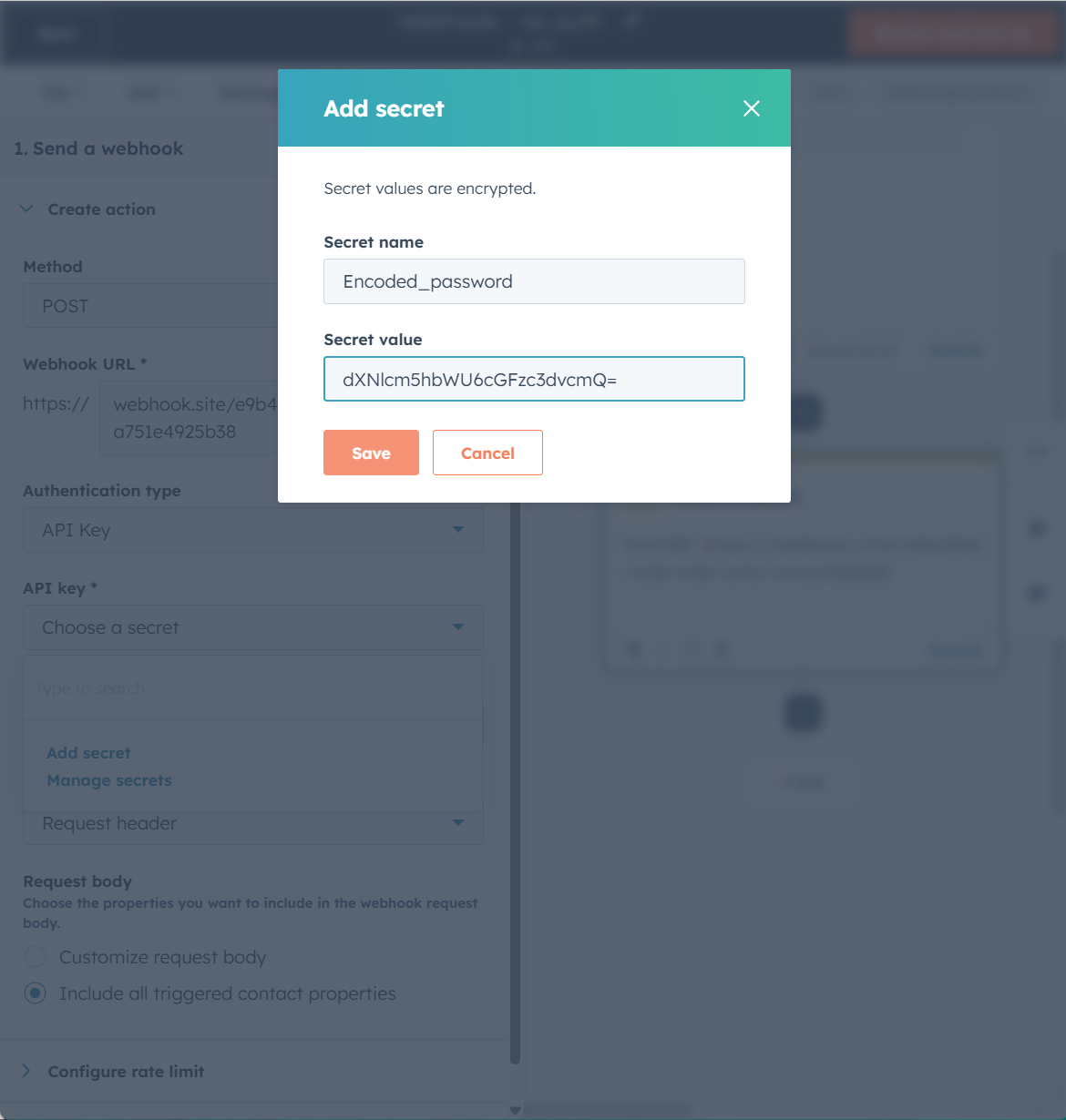  adding the encoded secret value